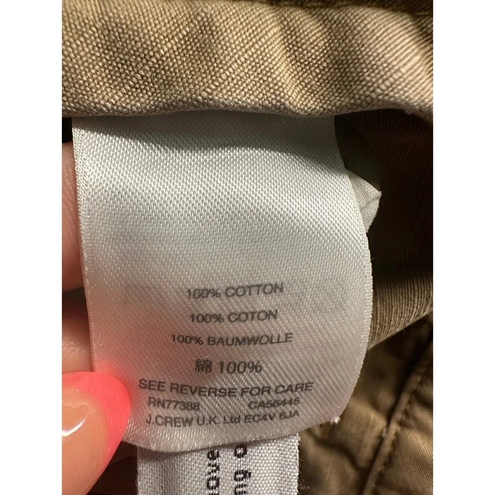 J Crew 770 Pants Mens 35x32 Brown Ripstop Cotton Straight Utility